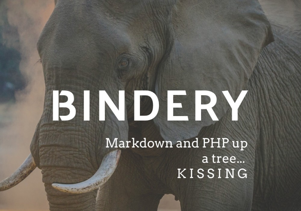 Bindery logo on elephant photo background