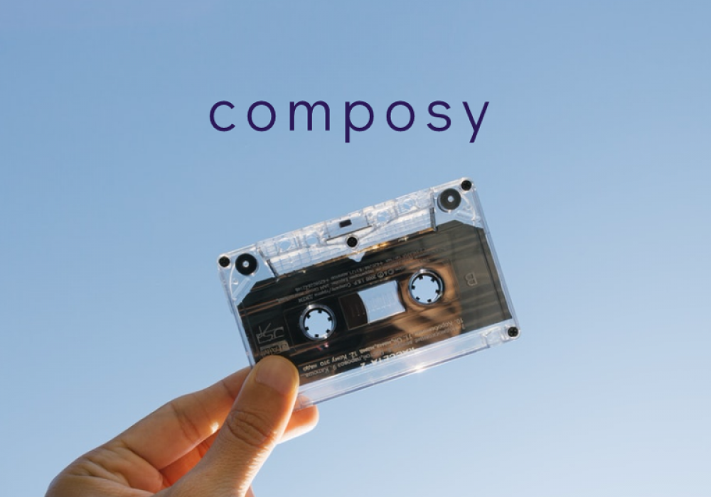 Composy logo on photo background