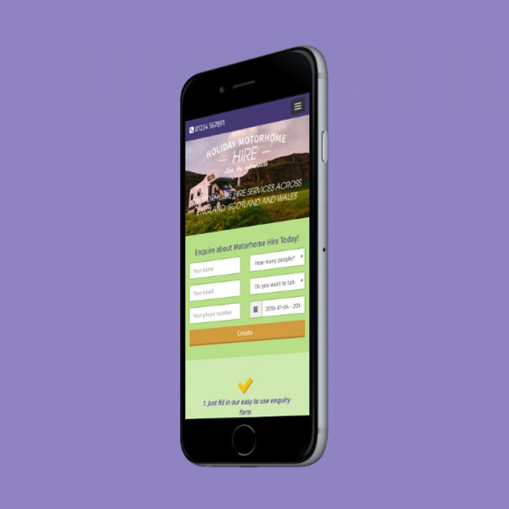Holiday Motorhome Hire mobile phone layout photo